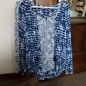Blue Long Sleeve Blouse